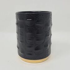 L'Objet Crocodile Round Desk Black & 24k Gold Limoges Porcelain Cup Pen Holder picture