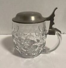 VTG Albert Pick & Company Manganese Glass Beer Stein Pewter Lid  HTF READ picture