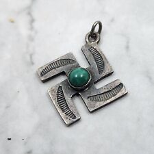 Early Important Old Vintage Native American Sterling Turquoise Whirling Log picture