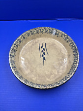 Vtg. Robinson Ransbottom Roseville Pottery Blue Spongeware/Wheat Pie Plate USA picture