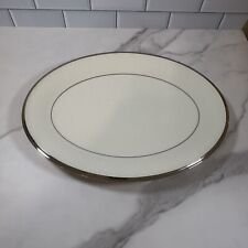 Lenox Solitaire OVAL SERVING PLATTER Ivory With Platinum Rim 13” picture
