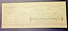 1888 INVOICE - THE POST PRINTING & PUBLISHING CO., PITTSBURGH, PA. picture