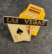 VTG Gold Toned Lapel Hat Pinback Las Vegas Travel Pin Ace Of Spades Slots picture