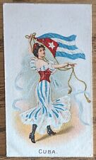 1908 Wills Vice Regal Cigarette Card Flag Girls Of All Nations No. 23 Cuba. picture