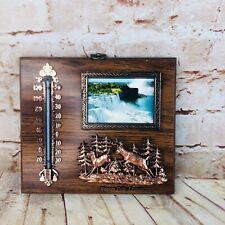 vtg Niagara Falls Canada Thermometer Wooden Wall Plaque Souvenir picture