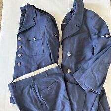 VTG Air Force Serge Blue 1084 Wool Uniform 3 Piece, (2) Jackets & Pants 34x32 picture