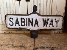 Vintage Street Sign Embossed Metal Cast Iron New York City Sabina Way picture