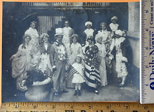 Vintage Photo Halloween (?) Uncle Sam/ 12 People in Costume American Flag Dress picture