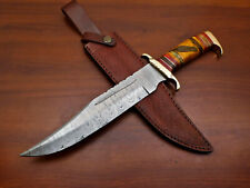 CUSTOM FORGED HANDMADE DAMASCUS BLOOD GROOVED BLADE BOWIE HUNTING KNIFE -HB-4517 picture