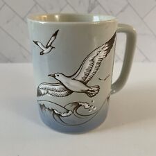 Vintage Seagulls Ocean Wave Beach Otagiri Japan Stoneware Mug Mid Century Cup picture