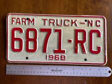 Vintage 1968 North Carolina Farm Truck License Plate Tag 6871-RC picture
