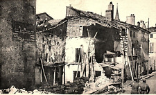 c1918 WWI MEUSE VALLEY BELGIUM A BOMBARDED CITY DAMAGE SOLDIERS POSTCARD P1589 picture