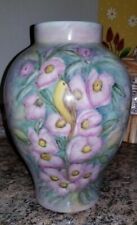 Absolutely Beautiful Porcelain Handpainted Large Vase/Vessel Flowers And Bird picture