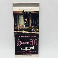 Vintage Matchcover Dan's Pier 600 New Orleans Restaurant Al Hirt Musician 501 Bo picture