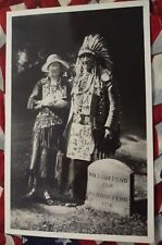 RPPC BIG CHIEF NATIVE AMERICAN & WHITE WIFE.  STANDING BY WILLIAM PENN'S GRAVE. picture