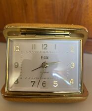 Vintage ELGIN Alarm Travel Clock MCM Wind Up Luminated Art Deco 3