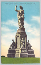 Postcard National Monument to the Forefathers  Plymouth MA Linen picture