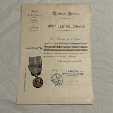1920s French 1st Patt Colonial Medal Sterling Named W/ Diploma Morocco Clasp picture