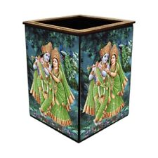 Colourful Wooden Pen Stand with photo of Radha Krishna # Return Gift picture