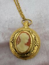 Vintage 1960's Max Factor Cameo pocket watch style necklace picture