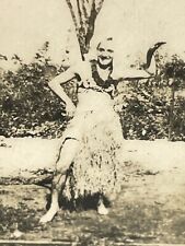 WB Photograph Sal Acting Funny Silly Man Wearing Grass Skirt Flower Lei 1940s picture