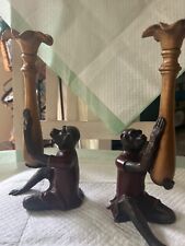 Vintage Bill Huebbe Style Butler Monkey in Red Coat Candlestick Candle Holder picture