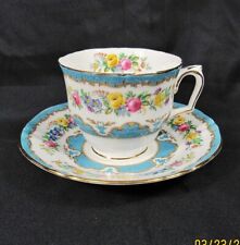Royal Staffordshire Bone China Footed Teacup & Saucer Set 'Lyric Tunis Blue' picture