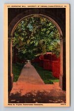 Charlottesville VA-Virginia, Serpentine Wall, University, Vintage Postcard picture