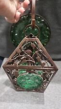 Vintage Partylite walls sconce 2 piece tea lite candle holder Green Glass  picture