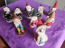 Nine (9) Vintage Japan Pipe cleaner & Pinecone Christmas Putz Mica Elves Gnomes  picture