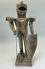 Vintage Knight in Armor Statue Medieval Tin Figurine 15” Tall Gothic Copper picture