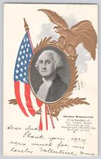 Postcard United States President George Washington Patriotic Eagle Flag Antique picture