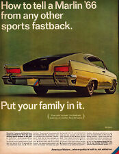 A4 1966 Vtg Print Ad Marlin American Motors Bucket Seats Green Family Seats 6 picture