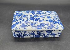 Vintage Blue And White Floral Trinket Box 6x4x1.5 picture