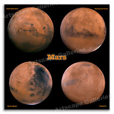 Four Views of the Hemispheres of Mars  - NASA / Space / Astronomy Poster - 24x24 picture
