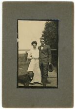 Circa 1900'S Large Named Cabinet Card Beautiful Couple Dog Eddie & Mrytle Pratt picture