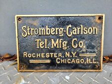 VINTAGE STROMBERG CARLSON SIGN CAST IRON TELEPHONE MANUFACTURING COMPANY CHICAGO picture