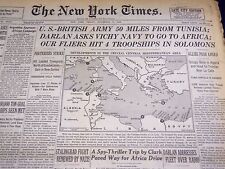 1942 NOV 13 NEW YORK TIMES - U. S. BRITISH 50 MILES FROM TUNISIA - NT 1172 picture
