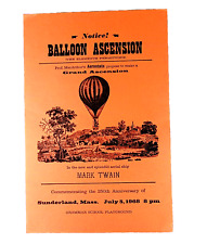 1968 MARK TWAIN Aerial Ship Balloon Grand Ascension Poster Sunderland, Mass RARE picture
