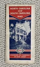 Vintage ESSO Gas & Oil Service Station Folding Road Map – CAROLINAS - NC SC 1940 picture