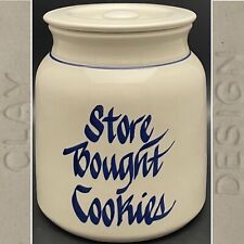 Clay Designs Primitive Style Homemade Cookies Cookie Jar Canister Crock 1981 USA picture