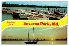 c1960's Greetings From Severna Park Maryland MD Unposted Yachts Harbor Postcard picture