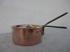 VINTAGE FRENCH COPPER SAUCEPAN WITH LID REPUTABLE VILLEDIEU CHEF COOKING POT picture