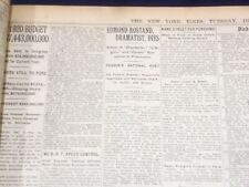 1918 DECEMBER 3 NEW YORK TIMES - EDMOND ROSTAND DIES - WILSON ADDRESS - NT 9160 picture