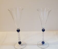 2 VTG Martini & Rossi Asti Millennium 2000 Crystal Art Glass Champagne Flutes picture