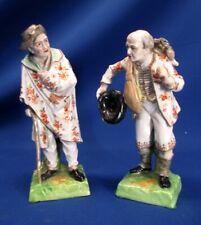 PAIR ERNST BOHNE DRESDEN PORCELAIN FIGURINES SHEPHERDS ONE WITH LAMB ON SHOULDER picture