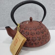Unity Tetsubin Cast Iron Japanese Teapot Brown Finish Floral picture