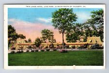 Valdosta GA-Georgia, Twin Lakes Hotel, Lake Park, Vintage c1938 Postcard picture