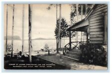 c1940's Corner On Lounge Overlooking Lake And Mountains West Outlet ME Postcard picture