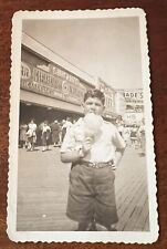 VTG 40s Photo Husky Boy Cotton Candy Coney Island Hebrew National Delicatessin picture